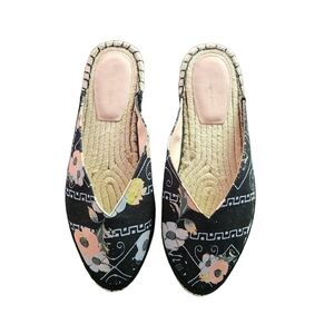 EUC ANTHROPOLOGIE AVEC LES FILLES WOMEN'S BLACK POPPY VAL SLIDE ON SZ9